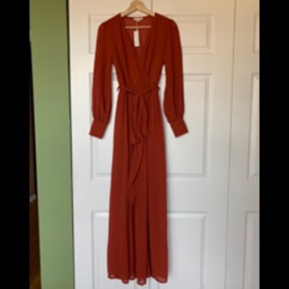 Floor-length red ballgown dress